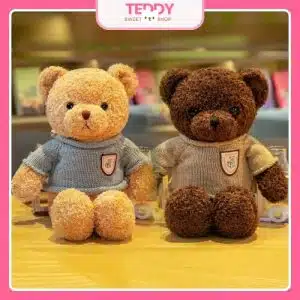 Gấu Bông Teddy Mặc Áo Len Lông Xoắn